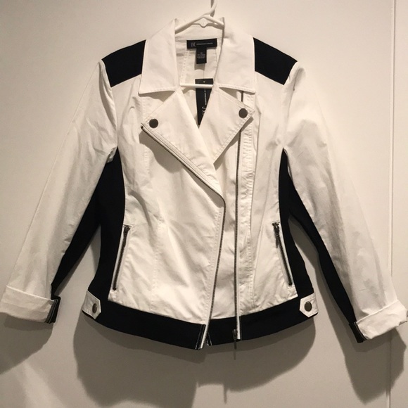 International Concepts Womens Petite Piped Moto Jacket I.N.C